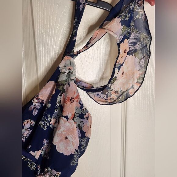 Trixxi M ShiffonMlticlred Floral Print DoubleSlits ColdShoulder Maxi Women Dress - Picture 8 of 9